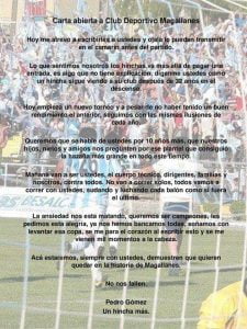 LA PAGINA DEL HINCHA WWW.MANOJITOS.CL HACE SUYA ESTA CARTA ABIERTA AL CLUB MAGALLANES: 3