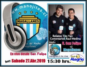 LA RADIO DEL HINCHA AHORA VIAJA A LA CIUDAD DE SAN FELIPE, Y DONDE MAGALLANES DISPUTARA UN PARTIDO SE SEIS PUNTOS, VAMOS CON TODO POR ESOS TRES PUNTOS 3